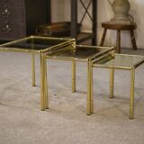 Bamboo imitation brass nesting tables 1980s