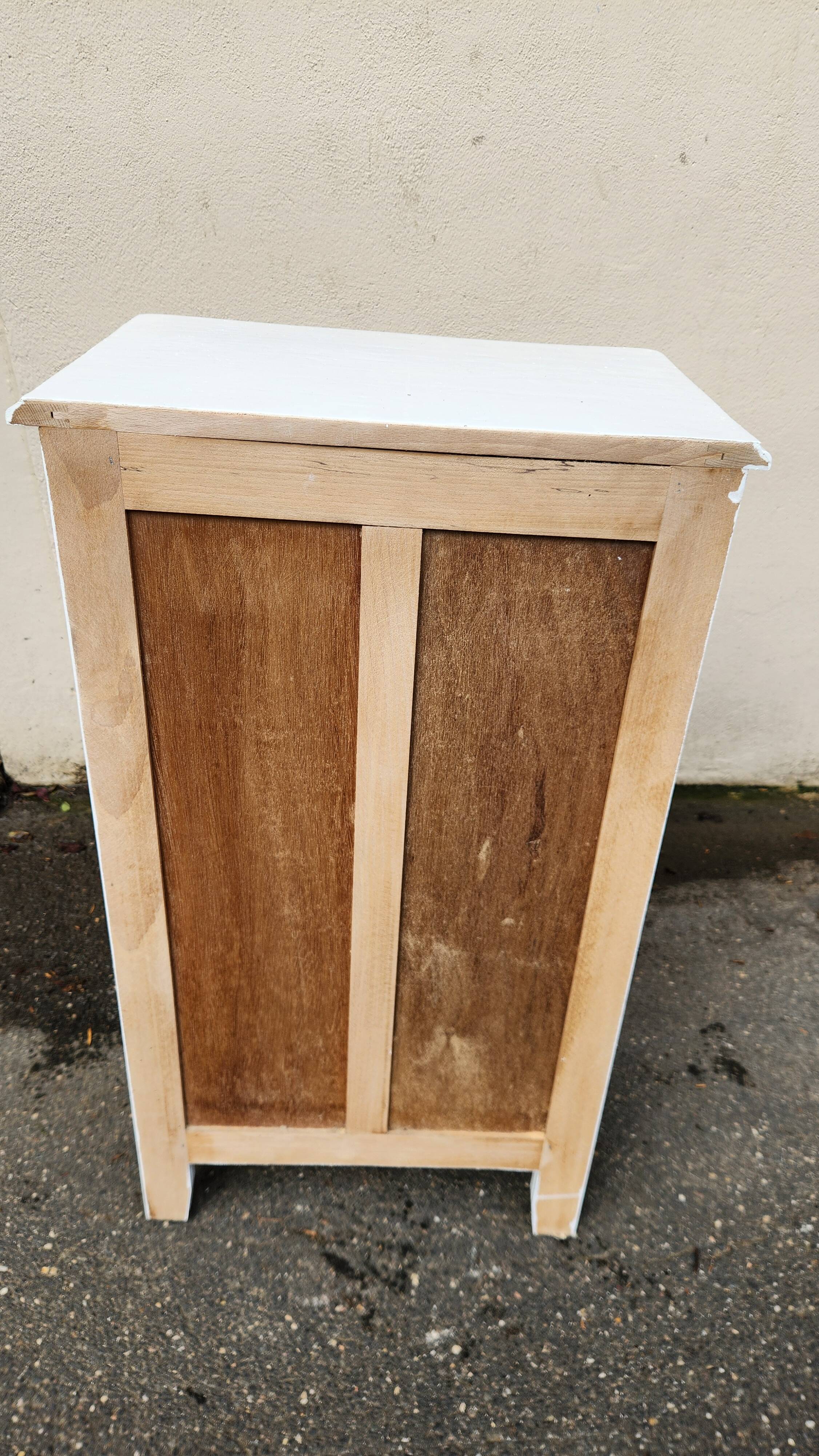 beau chifonnier 5 tiroirs blanc en bois