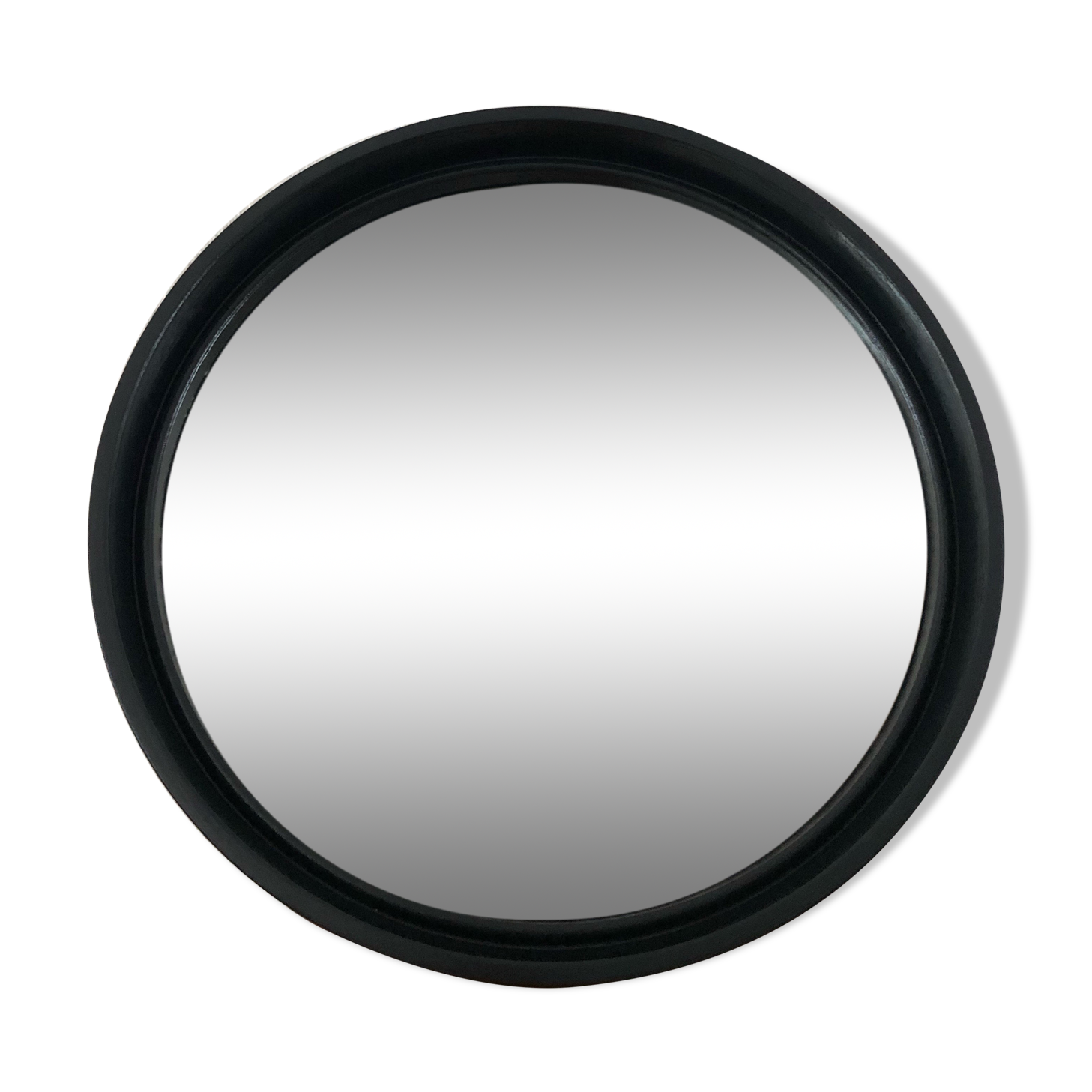 Vintage round mirror in black gilac plastic