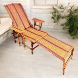 Ancienne chaise longue en rotin et osier, vers 1930