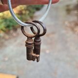 Old wooden trunk with interior compartments