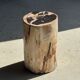 Petrified wood side table, black heart, beige bark, H35 D22 - 3330