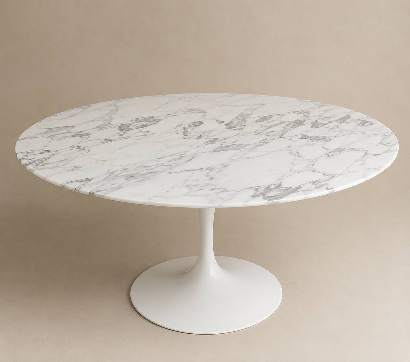 Eero Saarinen for Knoll. Round table Ø 137 cm, Calacatta marble, 2021.