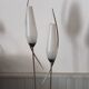 1950s Modernist Floor Lamp with Reading Light, brass and filigree glass.