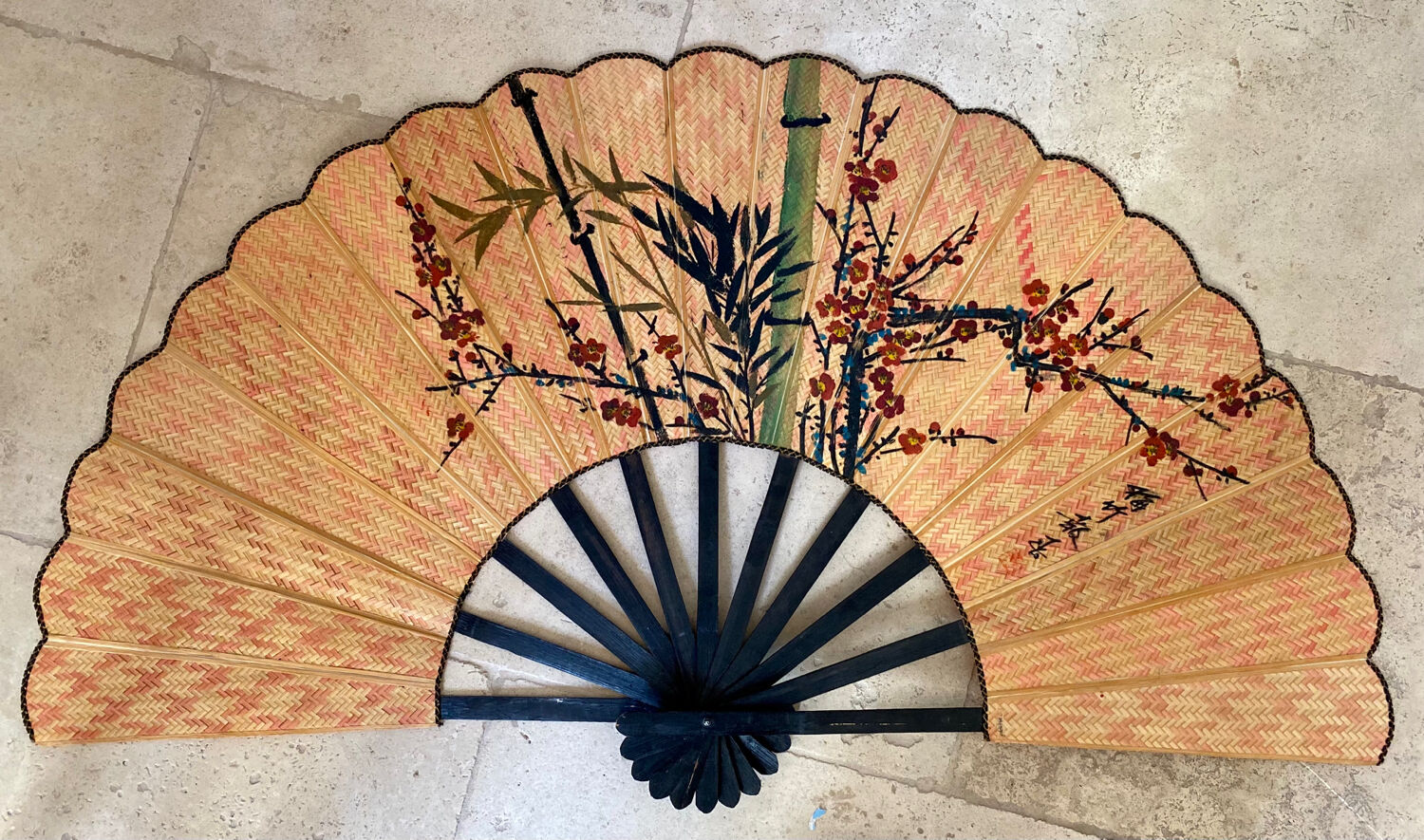 Bamboo and old cane fan (Chinese art)