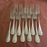 Set of 10 cutlery in silver white metal