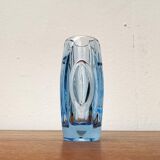 Blue glass vase model 914 mid-century by Rudolf Schröter for Rosice, 1950s