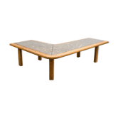 Table basse Boomerang, marbre fossile années 70