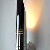 Space age tubular wall lamp, chromed metal, italy, 1970