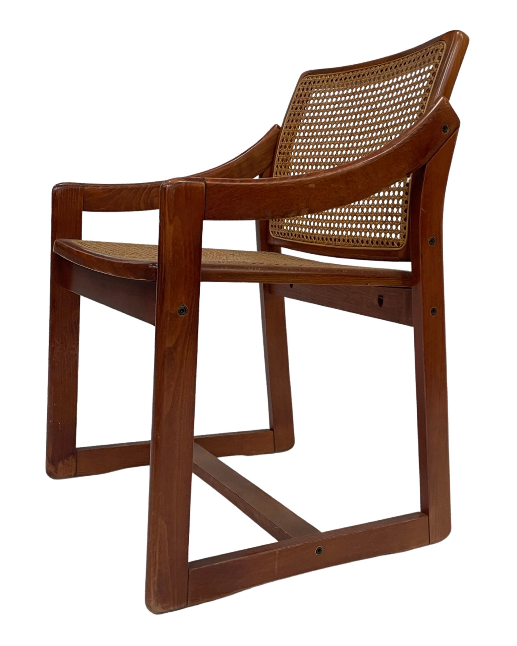 Vintage set of 4 dining chairs webbing beech wood design