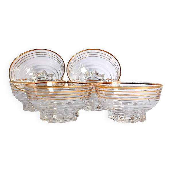 6 coupes à champagne Art Déco Verrerie de la Chapelle St Mesmin, 1930