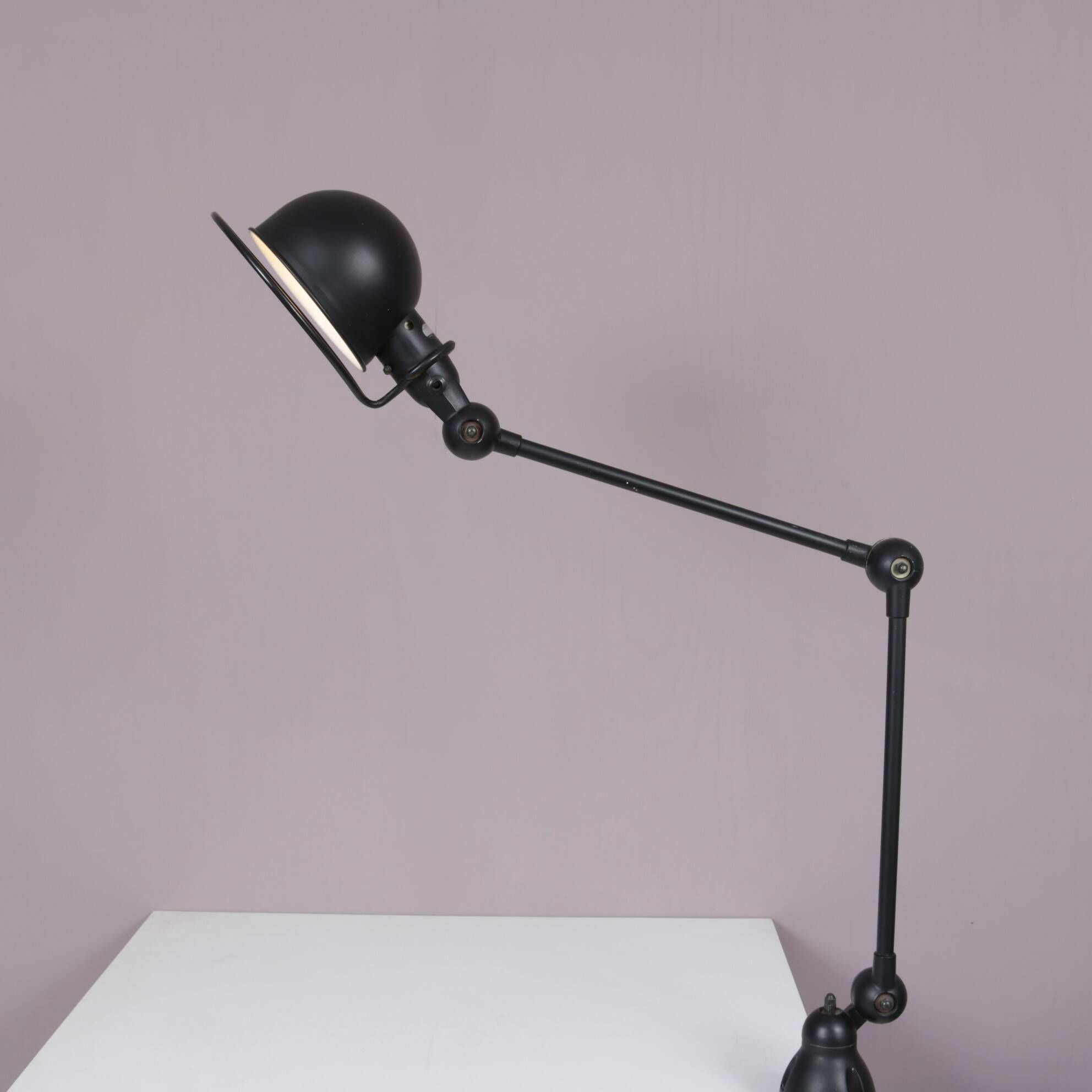 1950s Table clamp lamp in black metal, recent edition model SI332/ Jieldé,