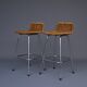 Chromed Steel and Rattan Bar Stools from Rohé Noordwolde, 1960s, Set of 2