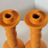 2 bougeoirs en céramique orange