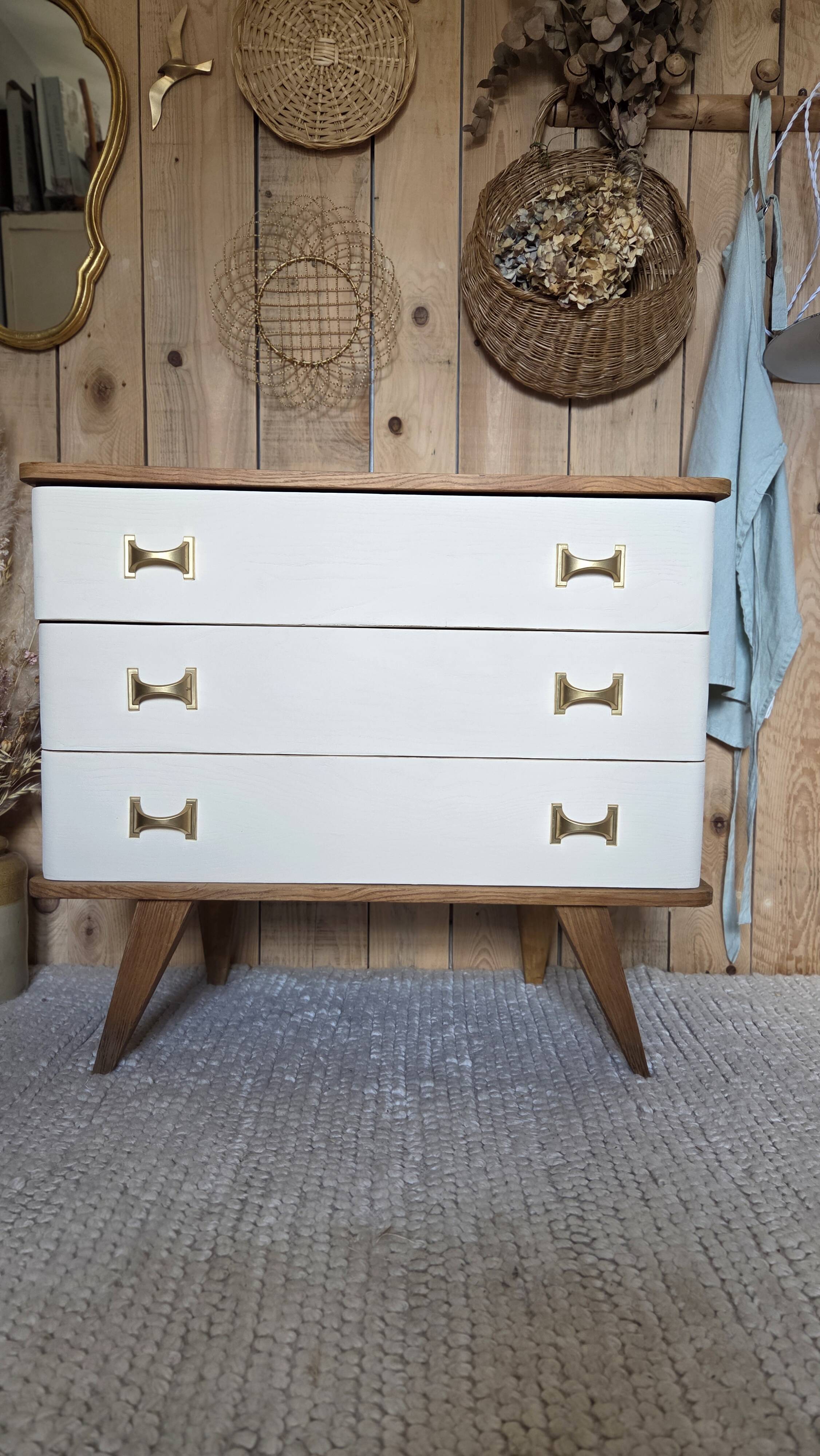 Commode vintage pieds compas renove