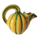 Vintage yellow and green earthenware melon-shaped pitcher – 1950s