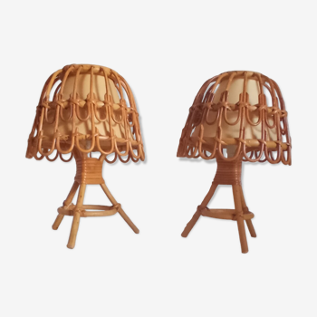 Paire de lampes bambou