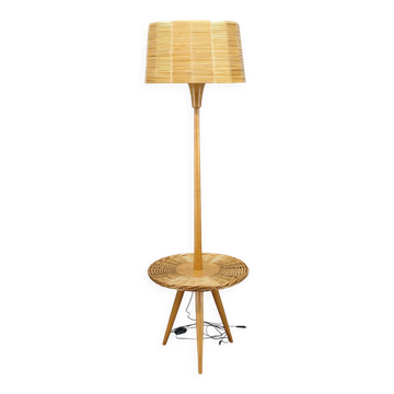 Jan Kalous ULUV Rattan Floor Lamp, Czechoslovakia 1960s