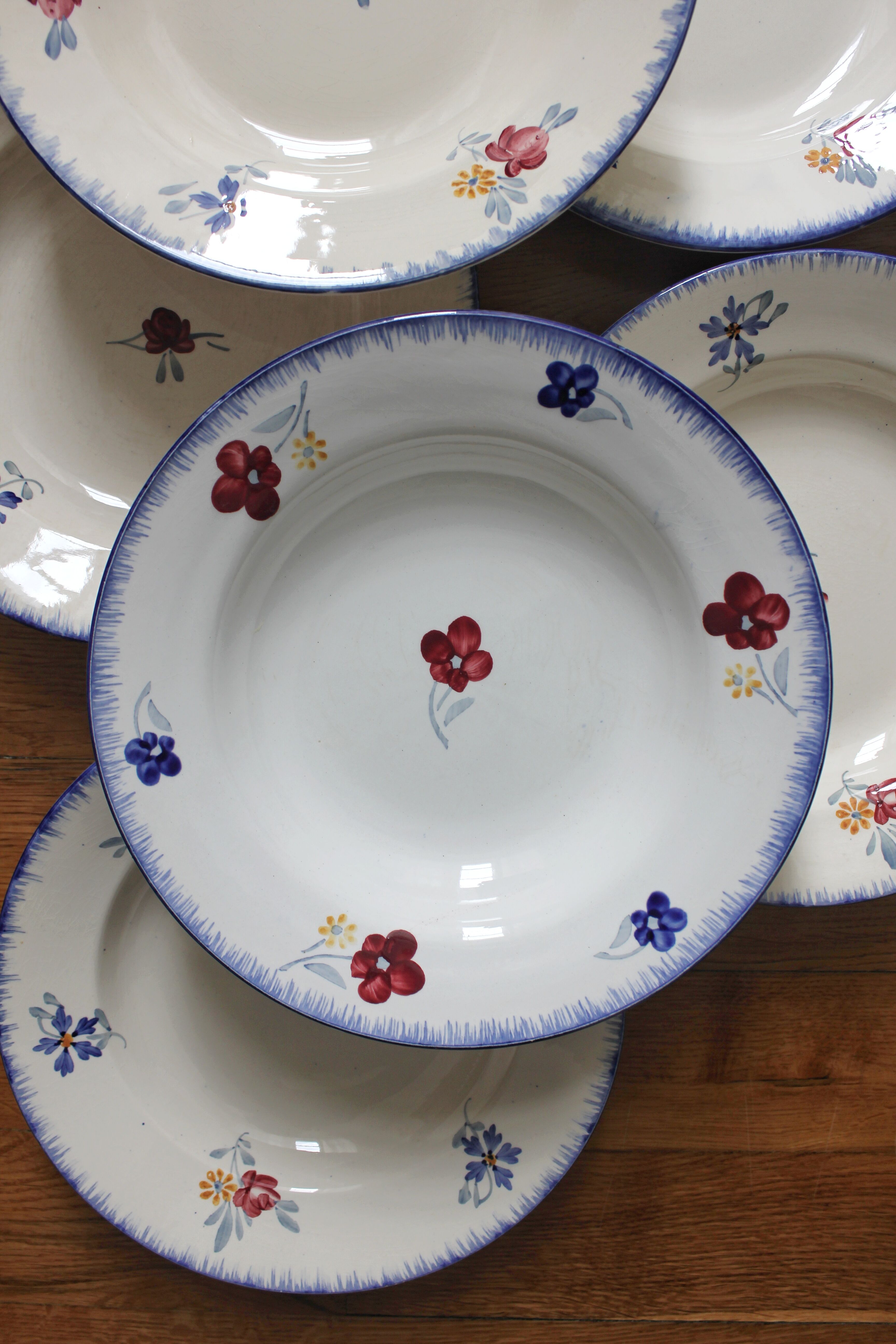 7 floral hollow plates "Mary Lou" Digoin Sarreguemines vintage
