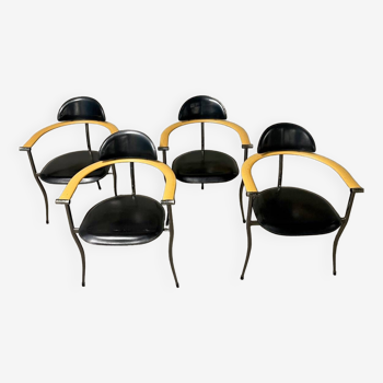 Set of four Stiletto Marylin leather chairs by Arrben ITALY