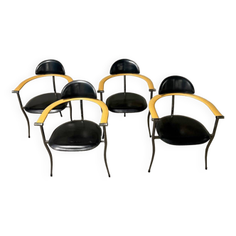 Set of four Stiletto Marylin leather chairs by Arrben ITALY