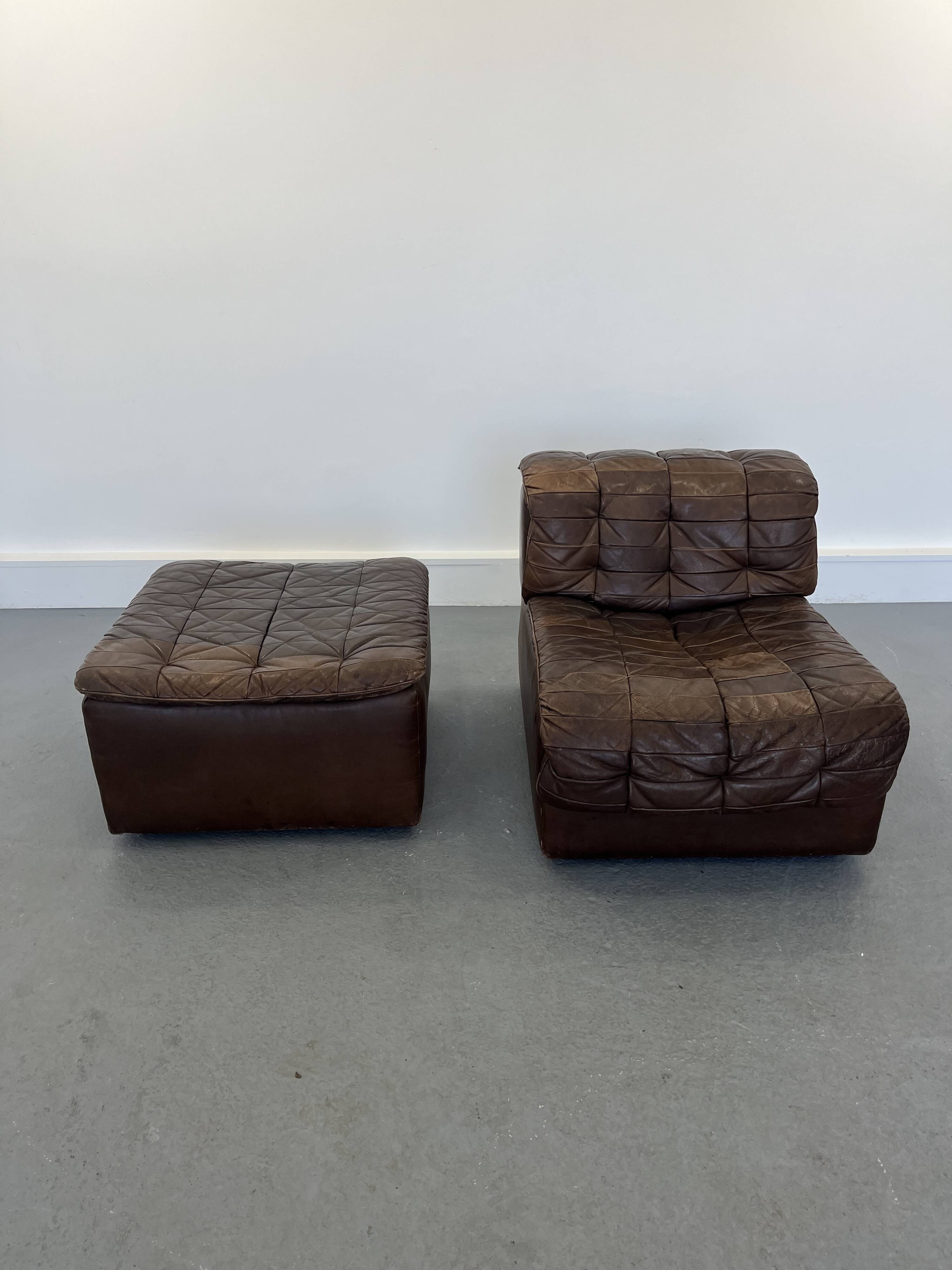 Fauteuil et ottoman DS-11 de De Sede, années 1970