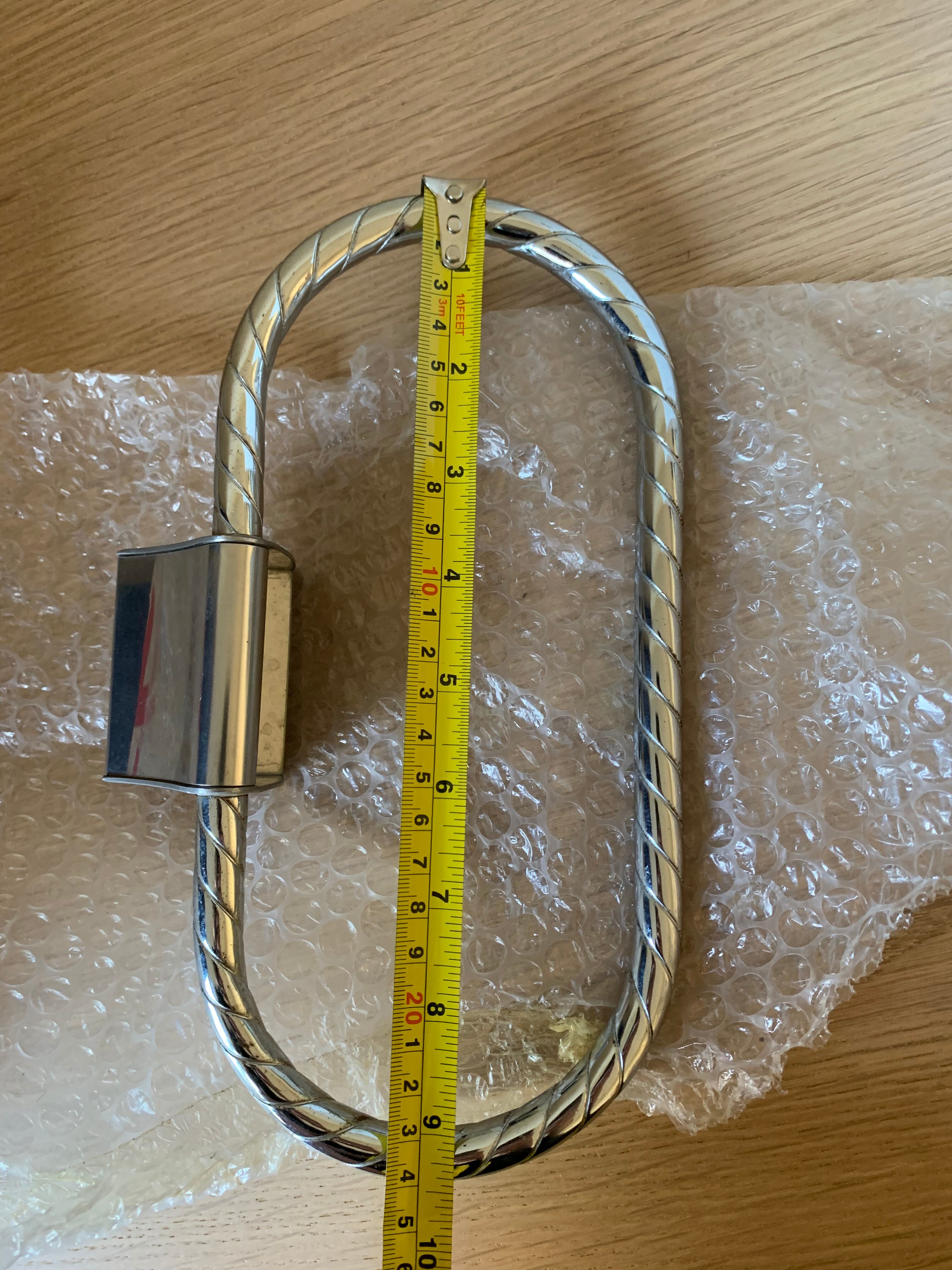 Vintage silver metal towel rack