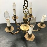 Old bronze chandelier with 5 arms of light