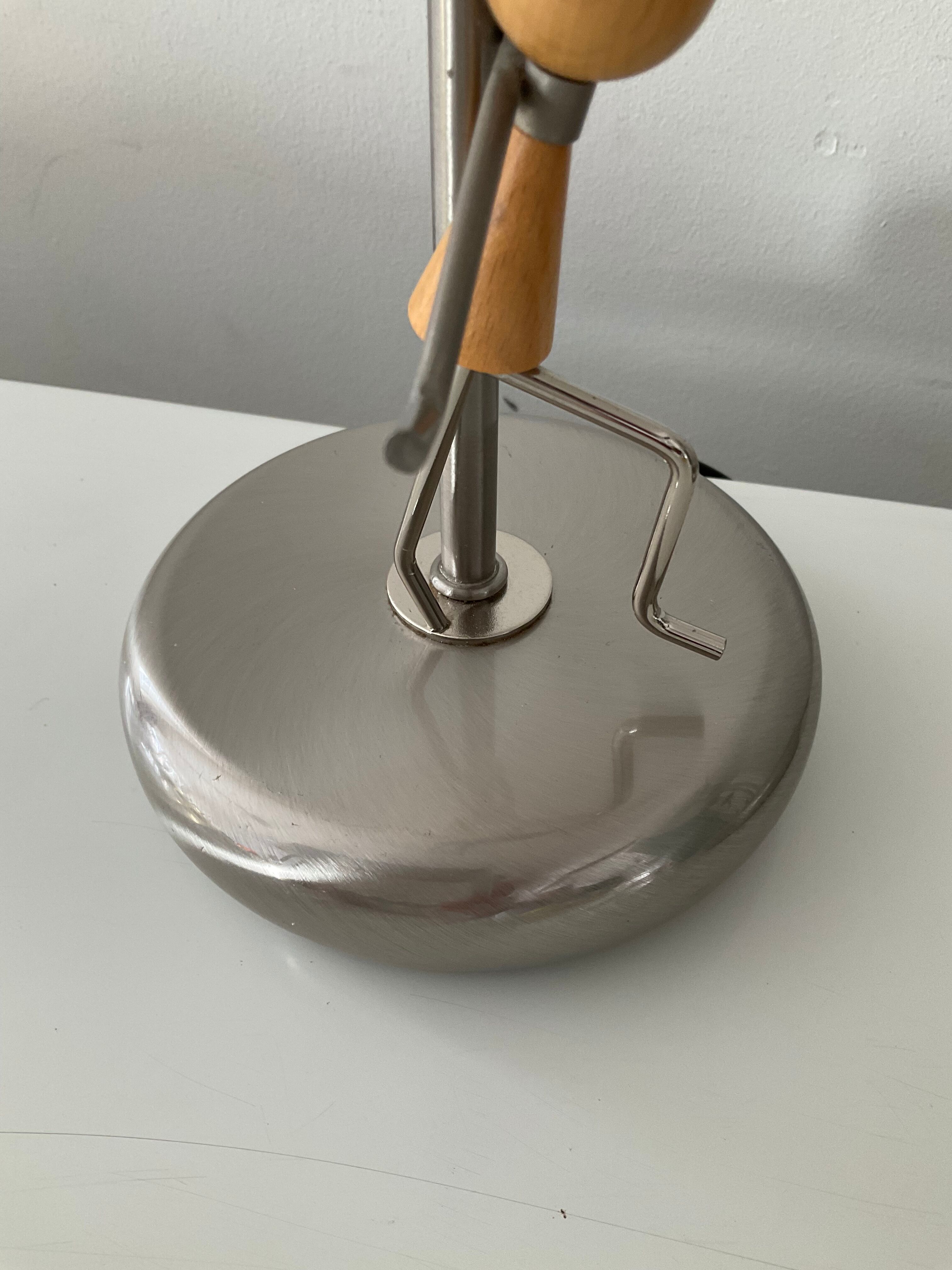 Pair of vintage lamps in wood and chrome metal