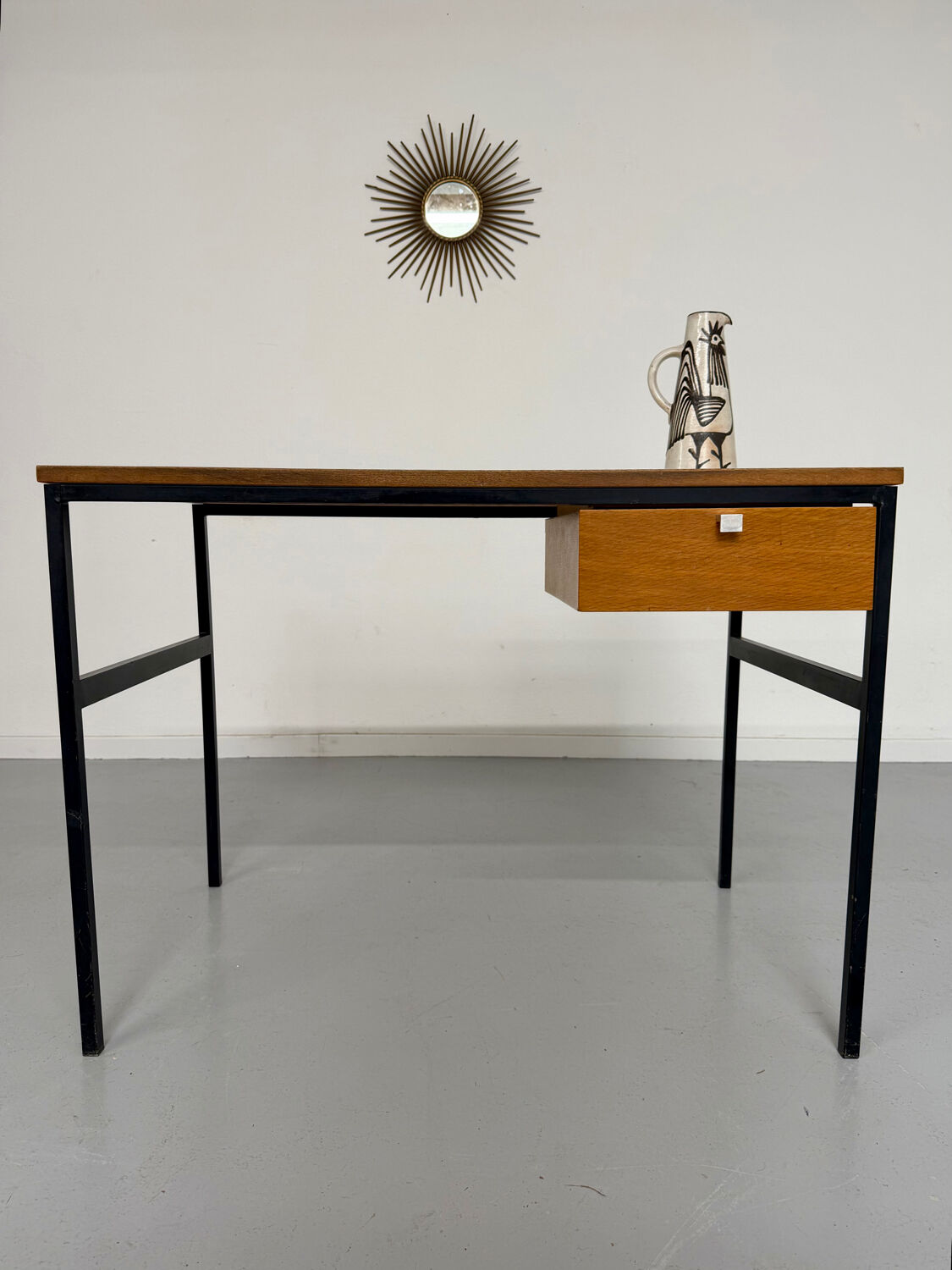 Vintage small desk designed by Pierre Paulin CM217 from the 1960s, wood and metal.