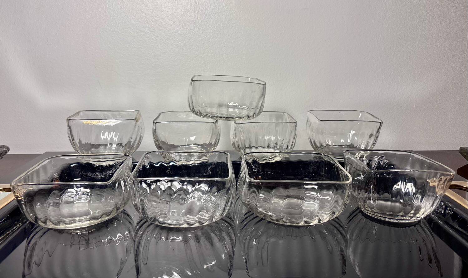 Daum cups 9p. Venetian Ribs