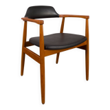 Solid teak chair in blak vinyl fabric, Denmar