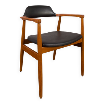 Solid teak chair in blak vinyl fabric, Denmar