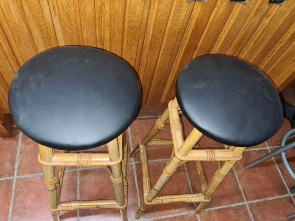 Tabourets de bar en rotin