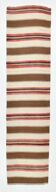 3x11 Beige Brown Striped Pattern Kilim Runner Rug, 78x327Cm