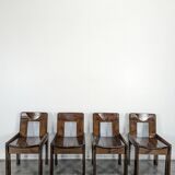 Set of 4 solid pine chairs by Silvio Coppola.