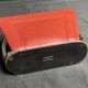 Longchamp, empty pocket document holder with leather and gold metal stirrup from around 1970.