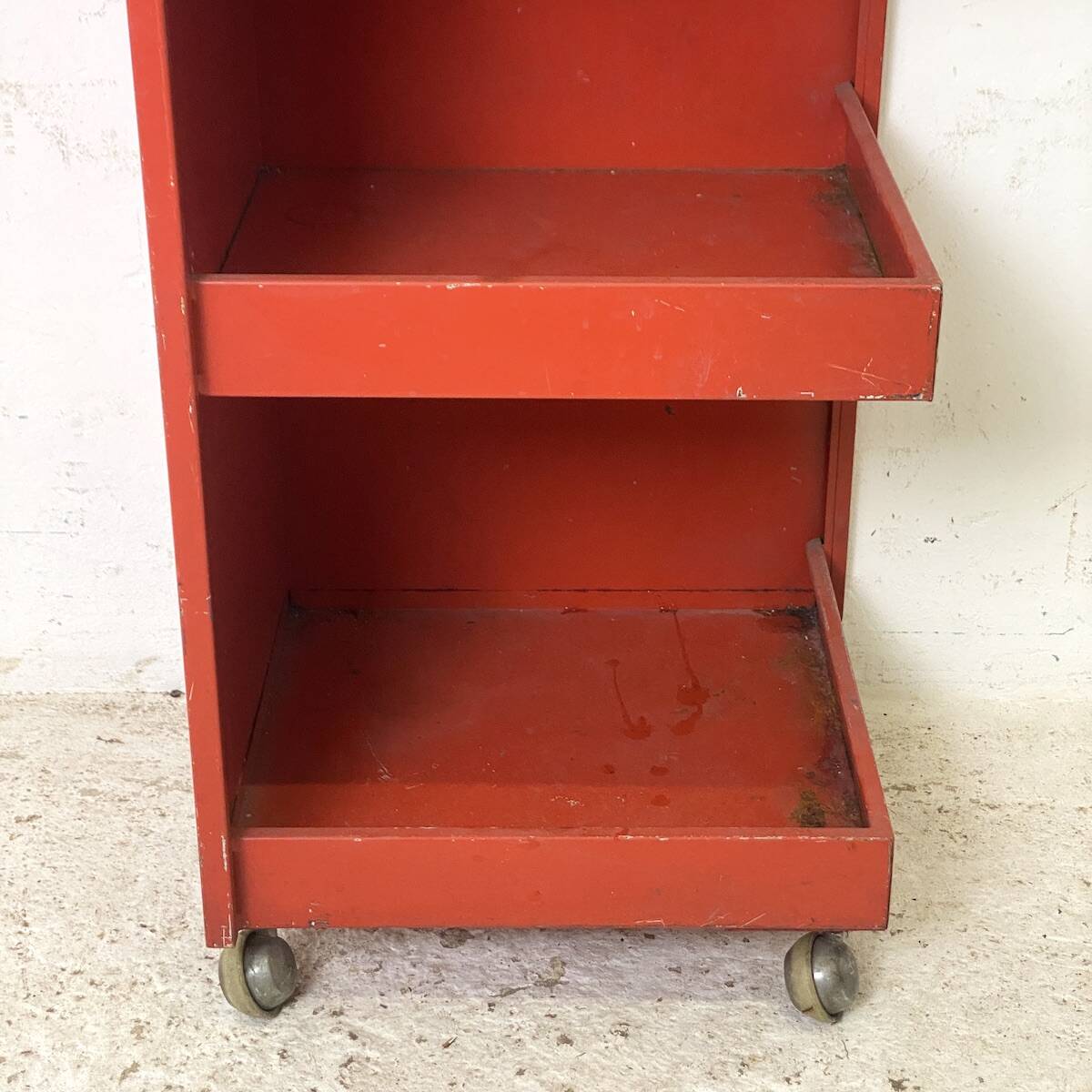 Vintage red metal architect's trolley
