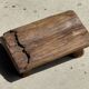 Small stool, footrest in organic blond teak monoxyle wabi-sabi L22