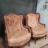 Pair of Louis XV style wing chairs