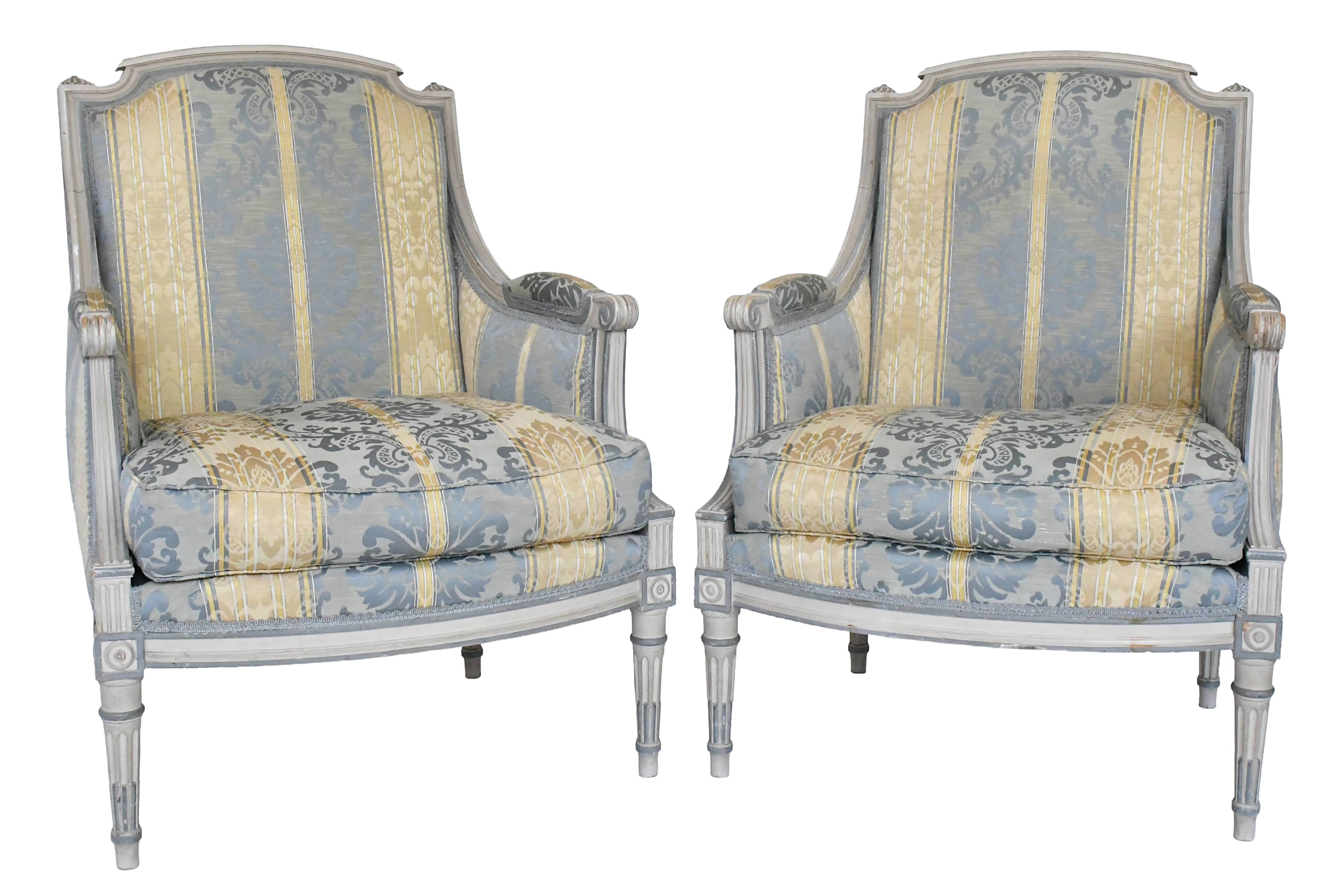 Set of 4 Louis XVI style bergère armchairs