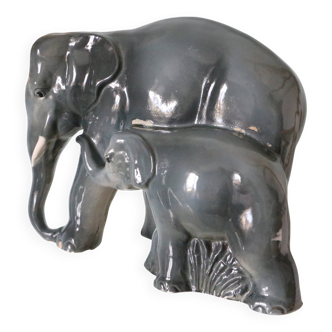 Céramique éléphant et éléphanteau