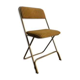 Chaise pliante vintage lafuma chantazur au tissu doré rayé