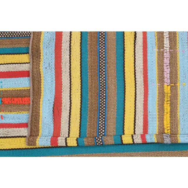 Vintage Turkish Oushak Handmade Wool Cotton Green Kilim Area Rug 160x190