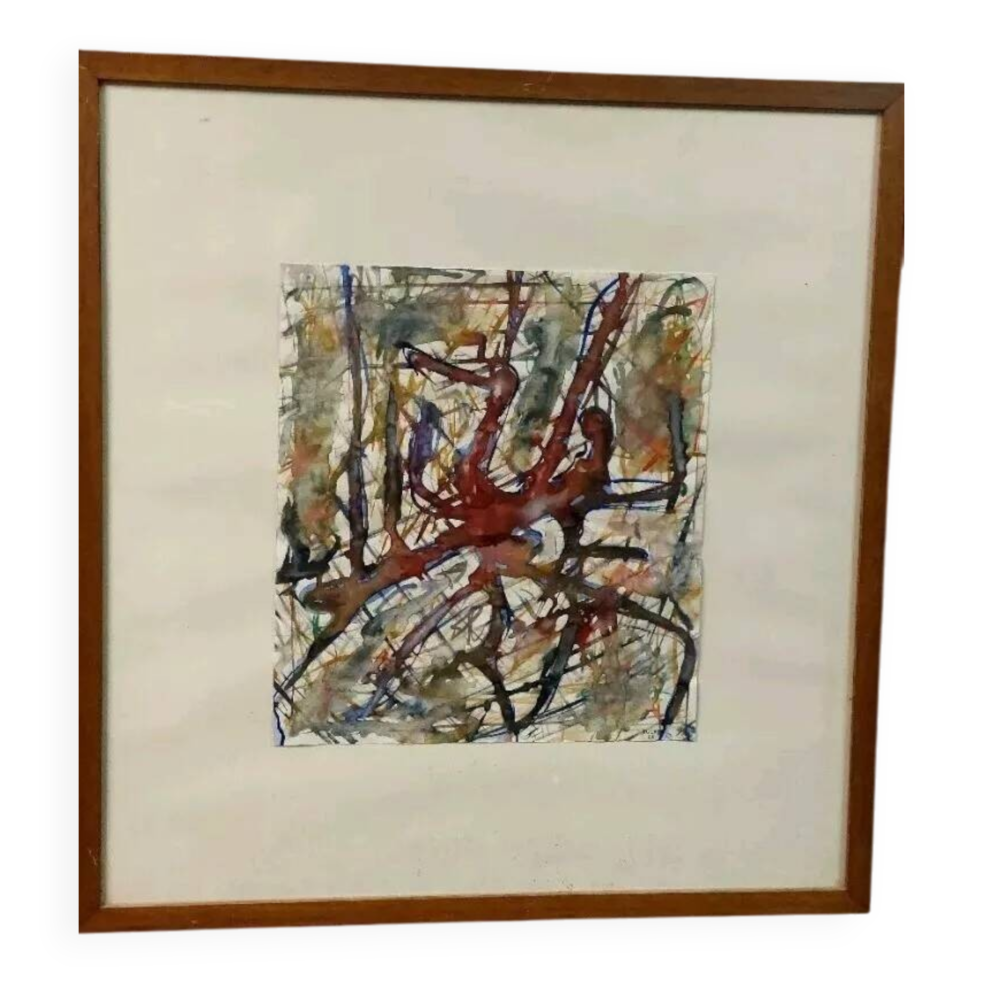 Abstract painting Rulo 1967 paper frame