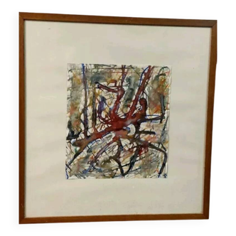 Tableau abstrait Rulo 1967 cadre en papier