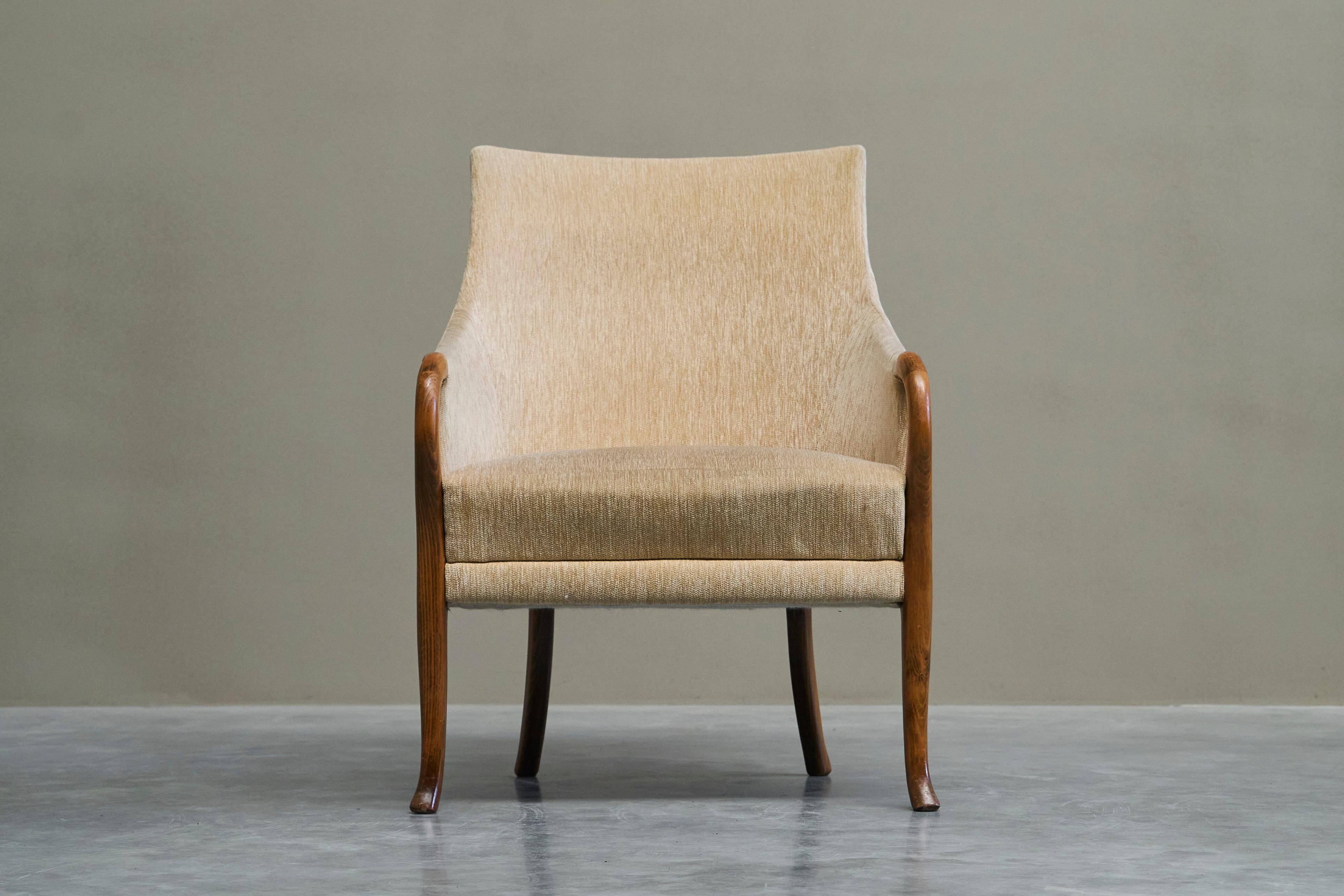 Mid-Century armchair in wool and beech, 1950s