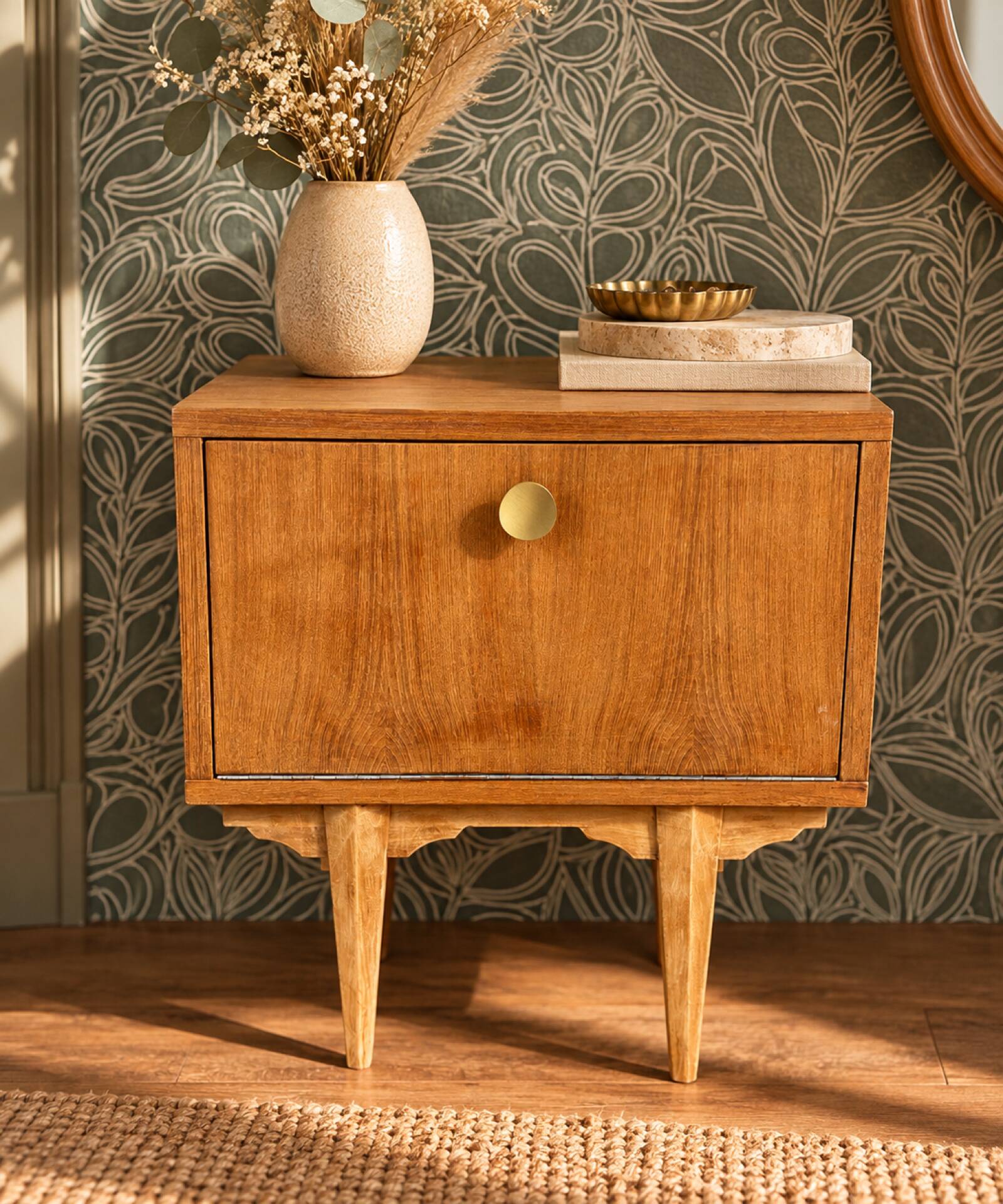 Table de chevet vintage en bois – Esprit années 50/60