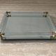 Vintage tray in glass, brass and beveled mirror 70s