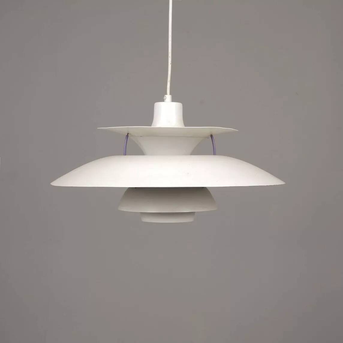 PH5 vintage Scandinavian white suspension by Poul Henningsen from the 1980s.